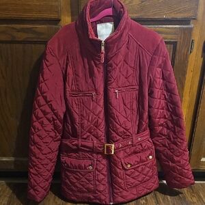 England Quilted Burgundy Red Women's Jacket